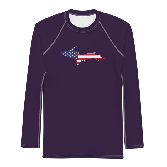 Michigan Upper Peninsula Rash Guard (w/ UP USA Flag) | Men's - Blackcurrant