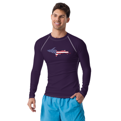 Michigan Upper Peninsula Rash Guard (w/ UP USA Flag) | Men's - Blackcurrant