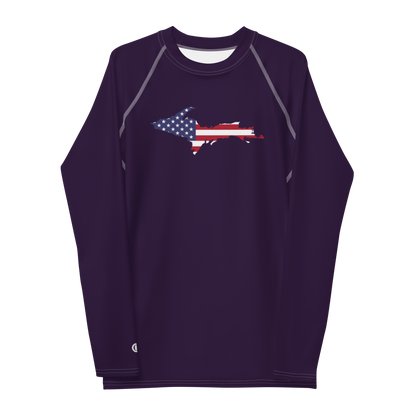 Michigan Upper Peninsula Rash Guard (w/ UP USA Flag) | Men's - Blackcurrant