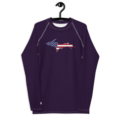 Michigan Upper Peninsula Rash Guard (w/ UP USA Flag) | Men's - Blackcurrant