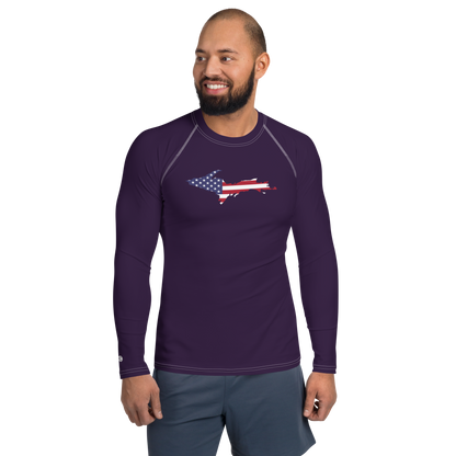 Michigan Upper Peninsula Rash Guard (w/ UP USA Flag) | Men's - Blackcurrant