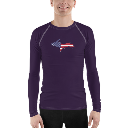 Michigan Upper Peninsula Rash Guard (w/ UP USA Flag) | Men's - Blackcurrant