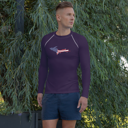 Michigan Upper Peninsula Rash Guard (w/ UP USA Flag) | Men's - Blackcurrant