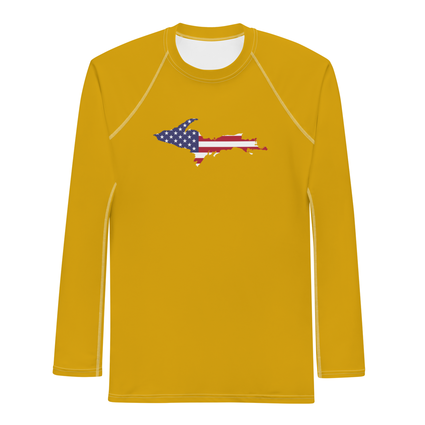 Michigan Upper Peninsula Rash Guard (w/ UP USA Flag) | Men's - Gold