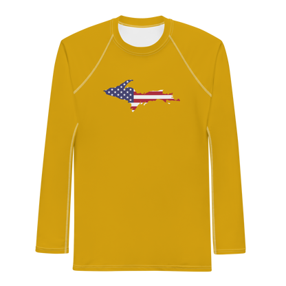 Michigan Upper Peninsula Rash Guard (w/ UP USA Flag) | Men's - Gold