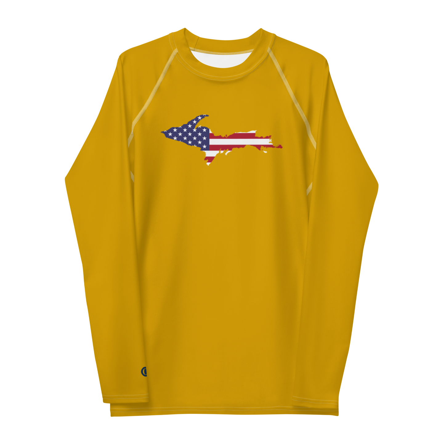 Michigan Upper Peninsula Rash Guard (w/ UP USA Flag) | Men's - Gold