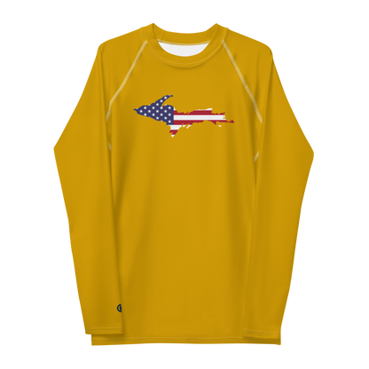 Michigan Upper Peninsula Rash Guard (w/ UP USA Flag) | Men's - Gold