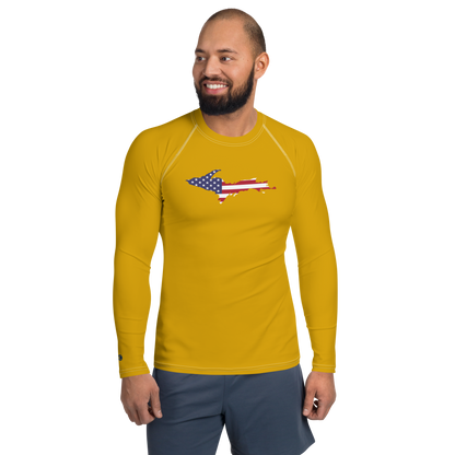 Michigan Upper Peninsula Rash Guard (w/ UP USA Flag) | Men's - Gold