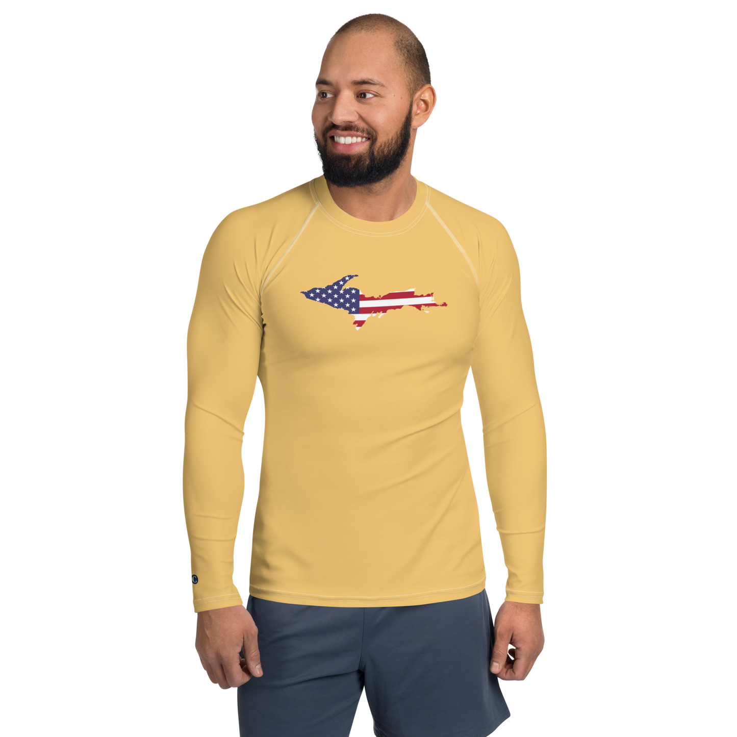 Michigan Upper Peninsula Rash Guard (w/ UP USA Flag) | Men's - Citrine