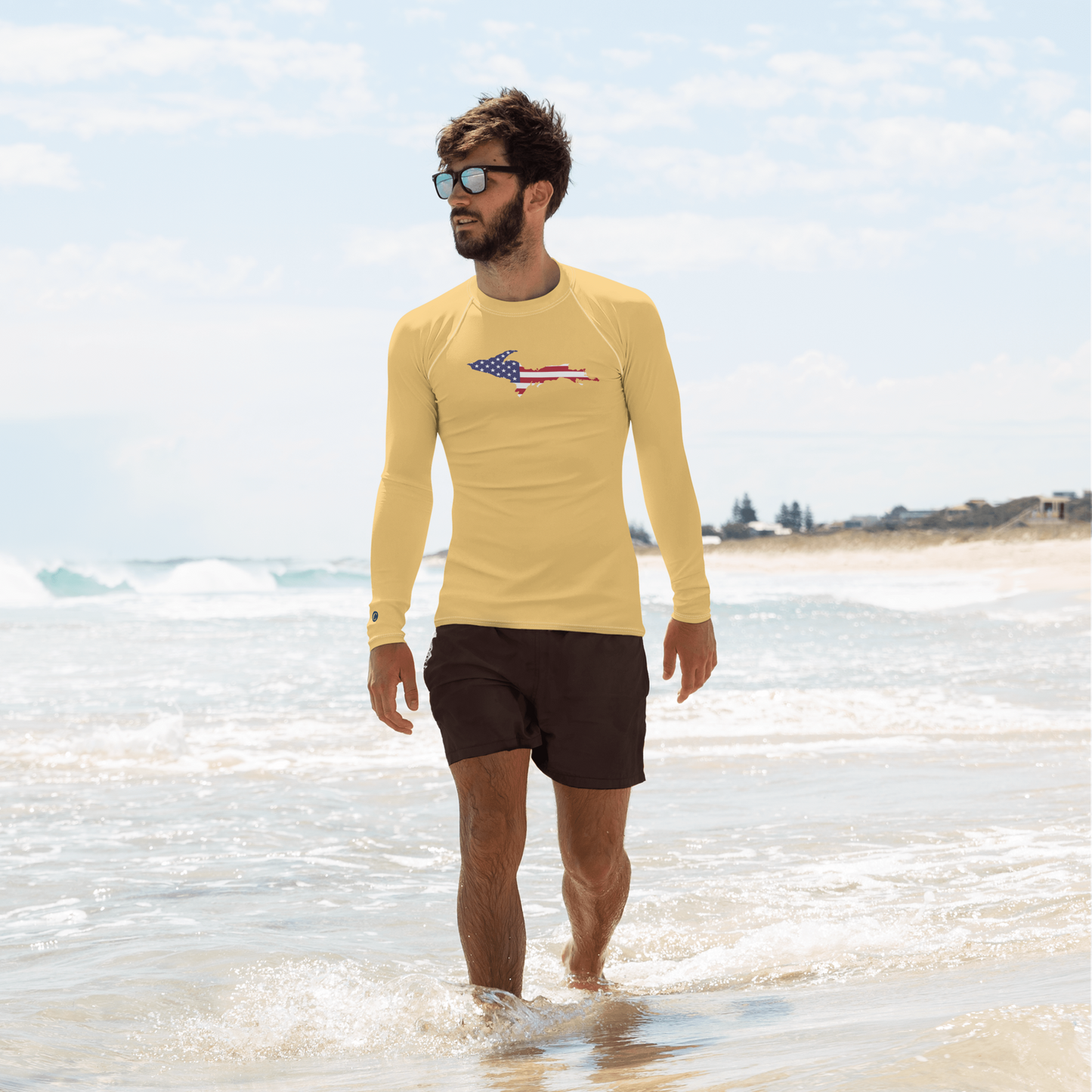 Michigan Upper Peninsula Rash Guard (w/ UP USA Flag) | Men's - Citrine