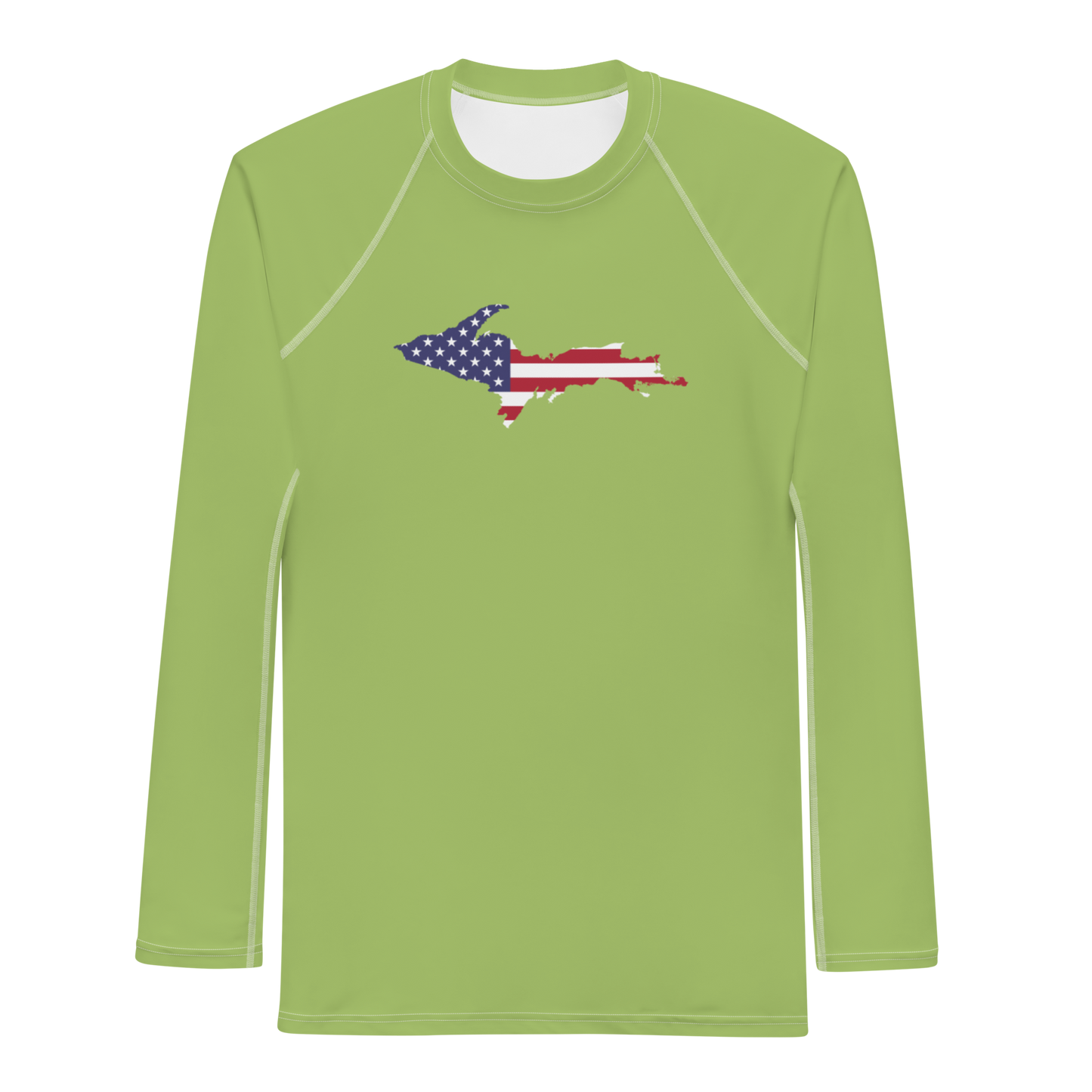 Michigan Upper Peninsula Rash Guard (w/ UP USA Flag) | Men's - Gooseberry Green