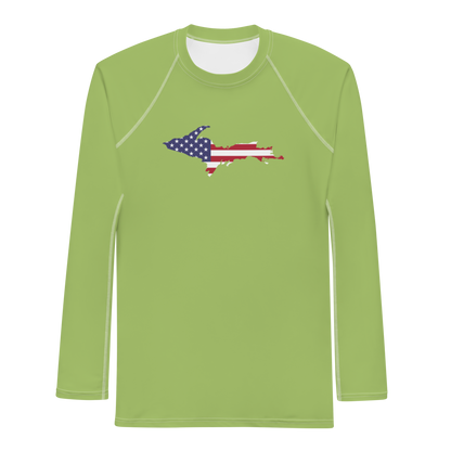 Michigan Upper Peninsula Rash Guard (w/ UP USA Flag) | Men's - Gooseberry Green