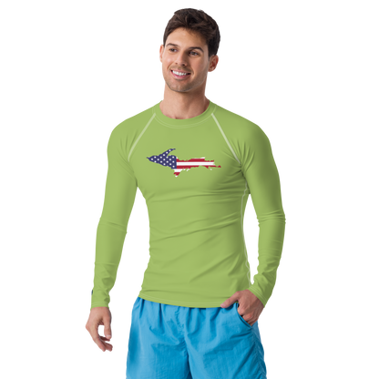 Michigan Upper Peninsula Rash Guard (w/ UP USA Flag) | Men's - Gooseberry Green