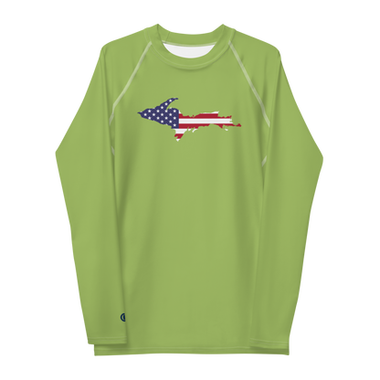 Michigan Upper Peninsula Rash Guard (w/ UP USA Flag) | Men's - Gooseberry Green