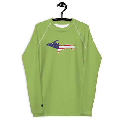 Michigan Upper Peninsula Rash Guard (w/ UP USA Flag) | Men's - Gooseberry Green