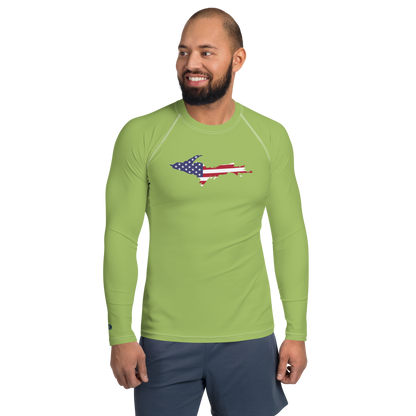 Michigan Upper Peninsula Rash Guard (w/ UP USA Flag) | Men's - Gooseberry Green