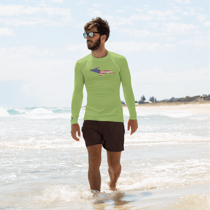 Michigan Upper Peninsula Rash Guard (w/ UP USA Flag) | Men's - Gooseberry Green