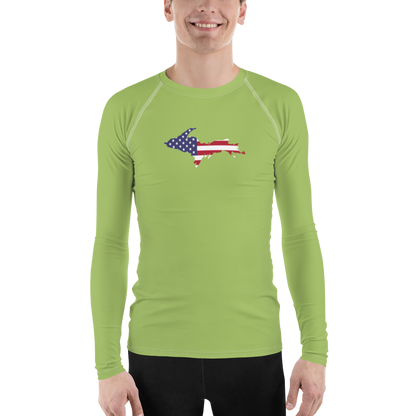 Michigan Upper Peninsula Rash Guard (w/ UP USA Flag) | Men's - Gooseberry Green