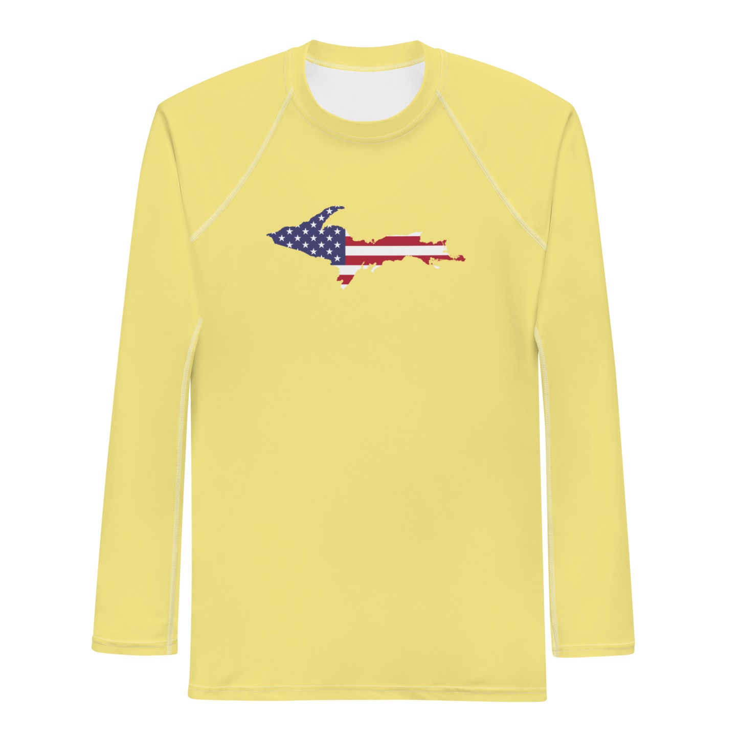 Michigan Upper Peninsula Rash Guard (w/ UP USA Flag) | Men's - Cherry Yellow