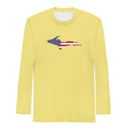 Michigan Upper Peninsula Rash Guard (w/ UP USA Flag) | Men's - Cherry Yellow