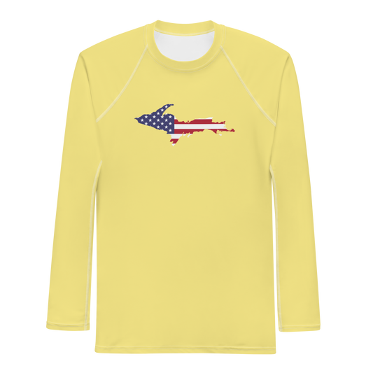 Michigan Upper Peninsula Rash Guard (w/ UP USA Flag) | Men's - Cherry Yellow