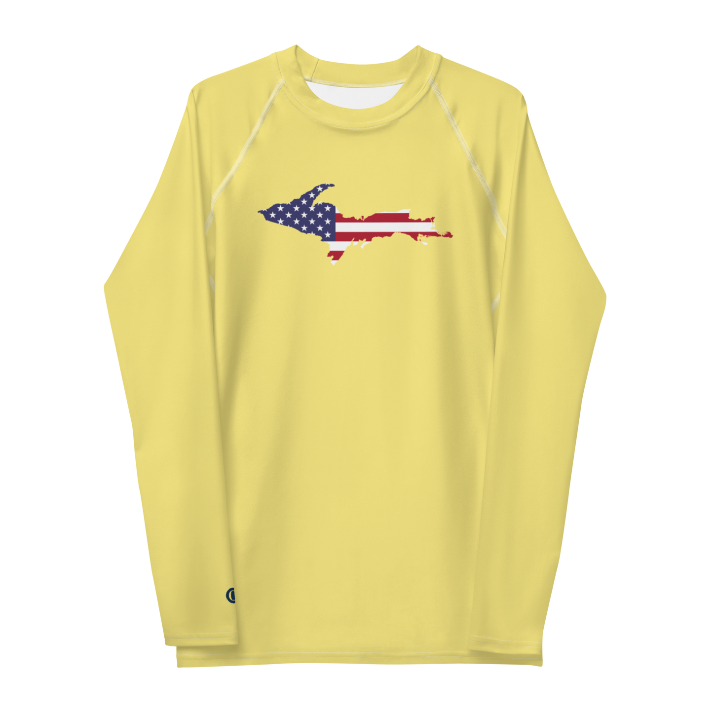 Michigan Upper Peninsula Rash Guard (w/ UP USA Flag) | Men's - Cherry Yellow