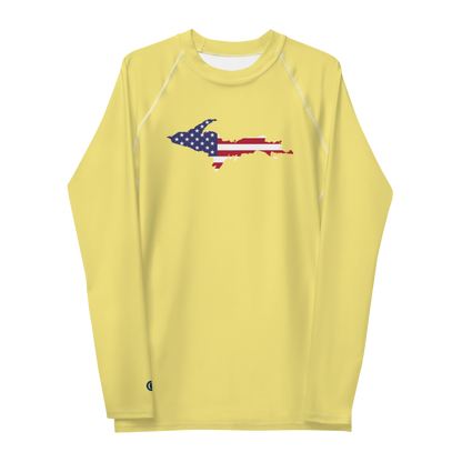 Michigan Upper Peninsula Rash Guard (w/ UP USA Flag) | Men's - Cherry Yellow