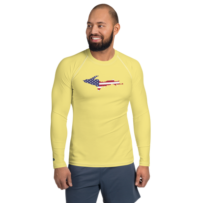 Michigan Upper Peninsula Rash Guard (w/ UP USA Flag) | Men's - Cherry Yellow