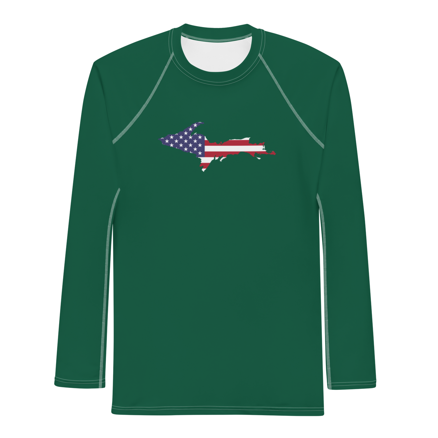 Michigan Upper Peninsula Rash Guard (w/ UP USA Flag) | Men's - Green