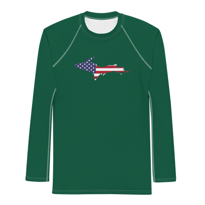 Michigan Upper Peninsula Rash Guard (w/ UP USA Flag) | Men's - Green