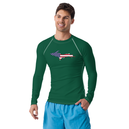 Michigan Upper Peninsula Rash Guard (w/ UP USA Flag) | Men's - Green