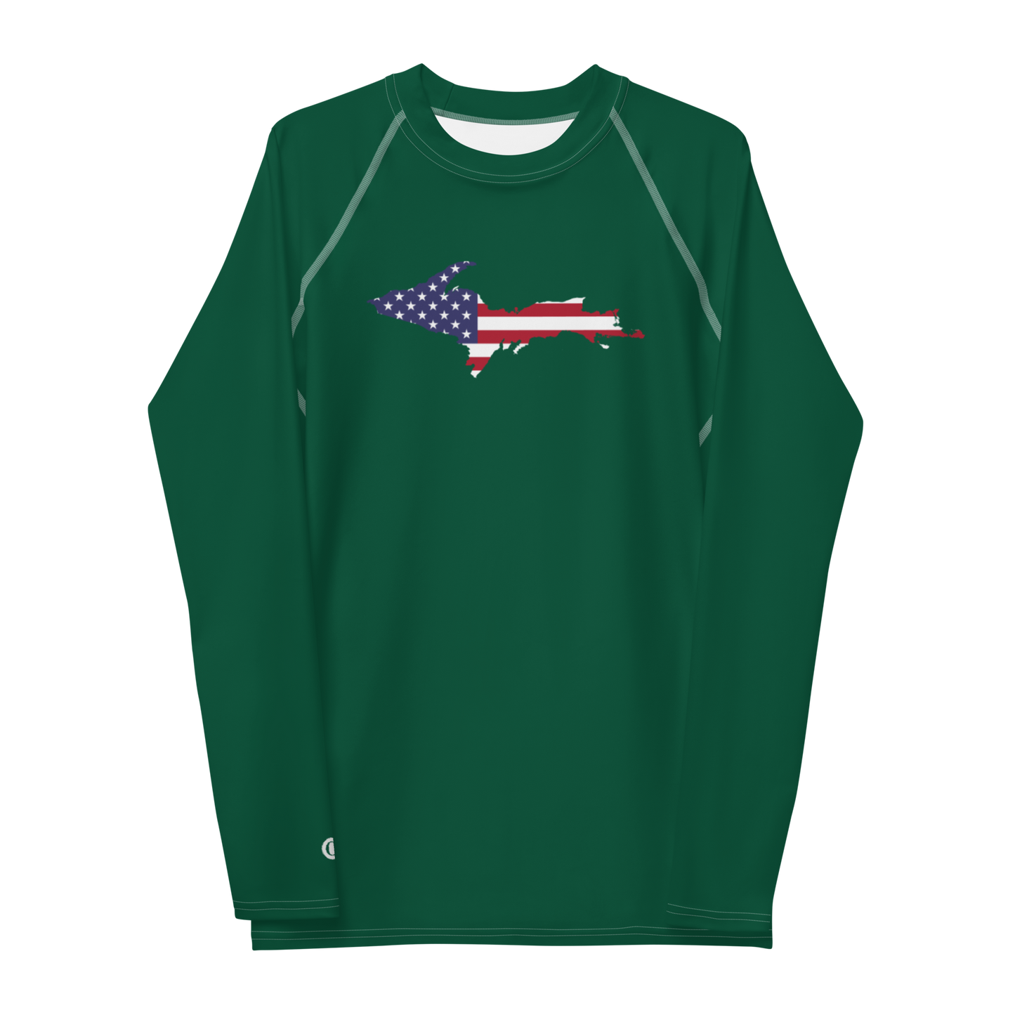 Michigan Upper Peninsula Rash Guard (w/ UP USA Flag) | Men's - Green