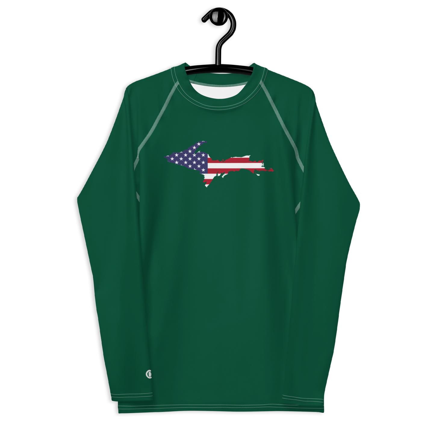 Michigan Upper Peninsula Rash Guard (w/ UP USA Flag) | Men's - Green