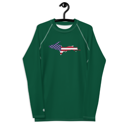 Michigan Upper Peninsula Rash Guard (w/ UP USA Flag) | Men's - Green