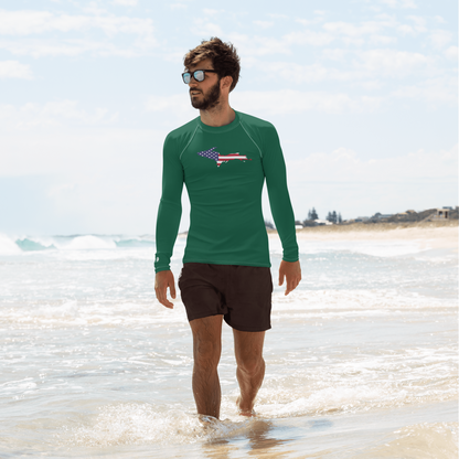 Michigan Upper Peninsula Rash Guard (w/ UP USA Flag) | Men's - Green