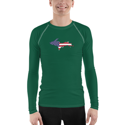 Michigan Upper Peninsula Rash Guard (w/ UP USA Flag) | Men's - Green