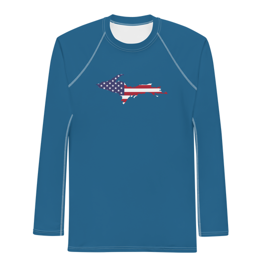 Michigan Upper Peninsula Rash Guard (w/ UP USA Flag) | Men's - Blueberry