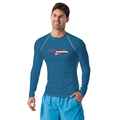 Michigan Upper Peninsula Rash Guard (w/ UP USA Flag) | Men's - Blueberry