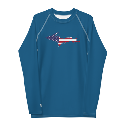 Michigan Upper Peninsula Rash Guard (w/ UP USA Flag) | Men's - Blueberry