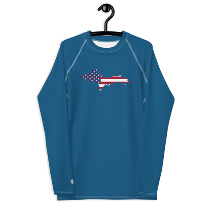 Michigan Upper Peninsula Rash Guard (w/ UP USA Flag) | Men's - Blueberry