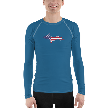 Michigan Upper Peninsula Rash Guard (w/ UP USA Flag) | Men's - Blueberry