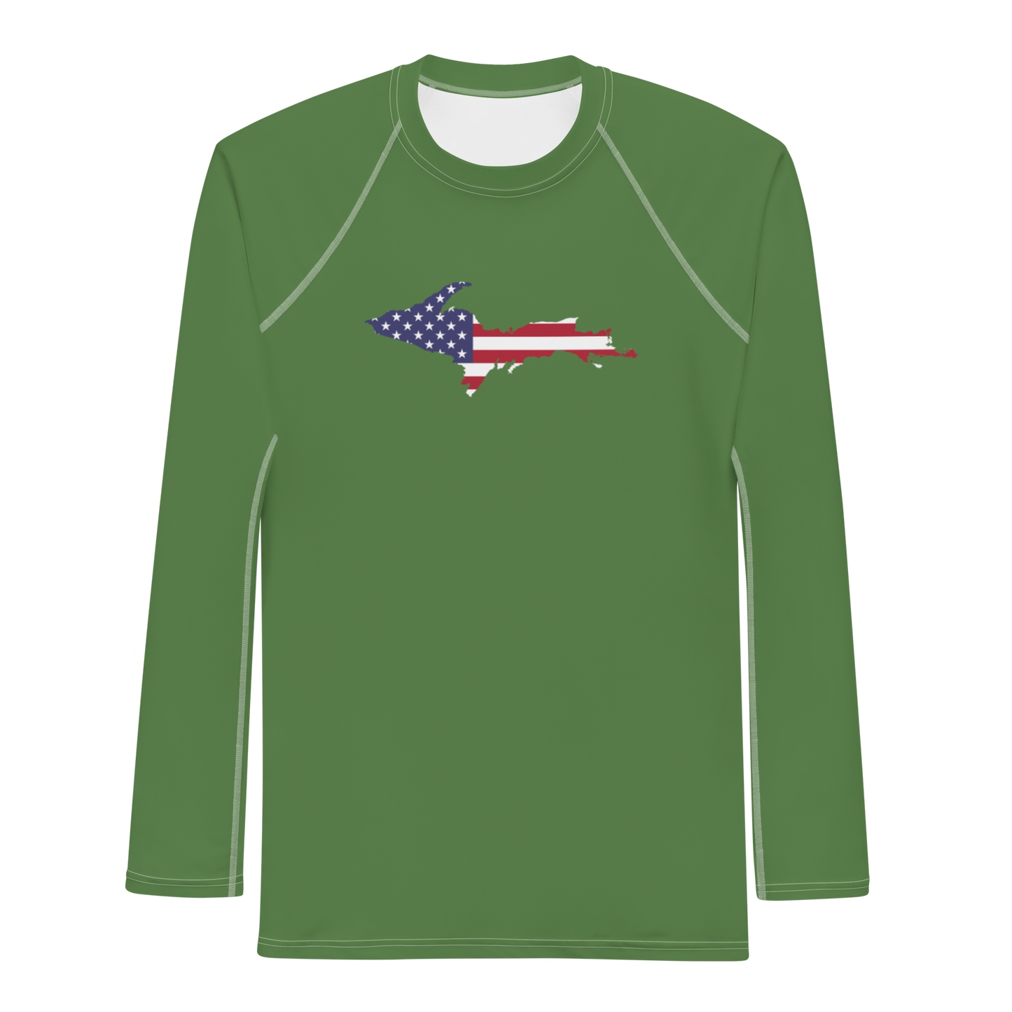 Michigan Upper Peninsula Rash Guard (w/ UP USA Flag) | Men's - Pine Green