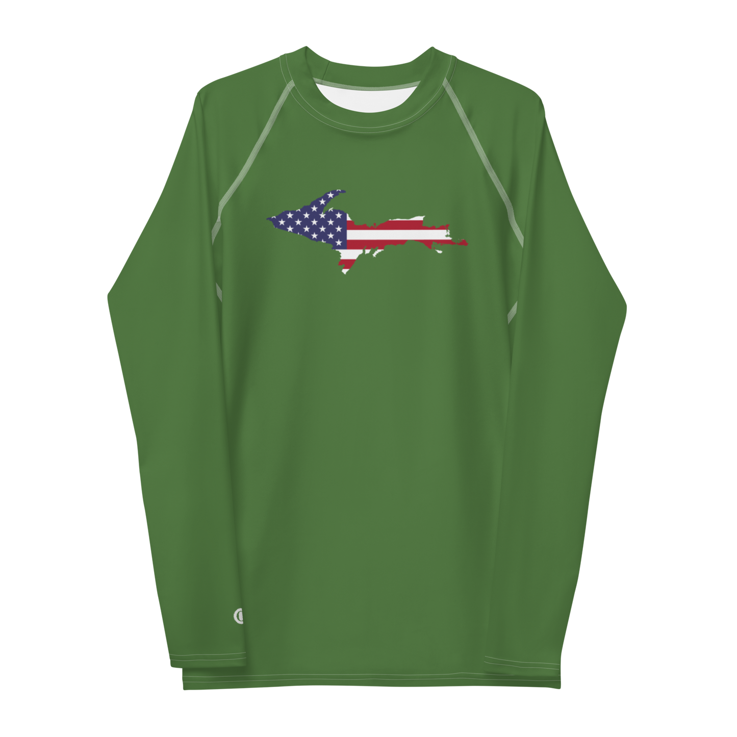 Michigan Upper Peninsula Rash Guard (w/ UP USA Flag) | Men's - Pine Green