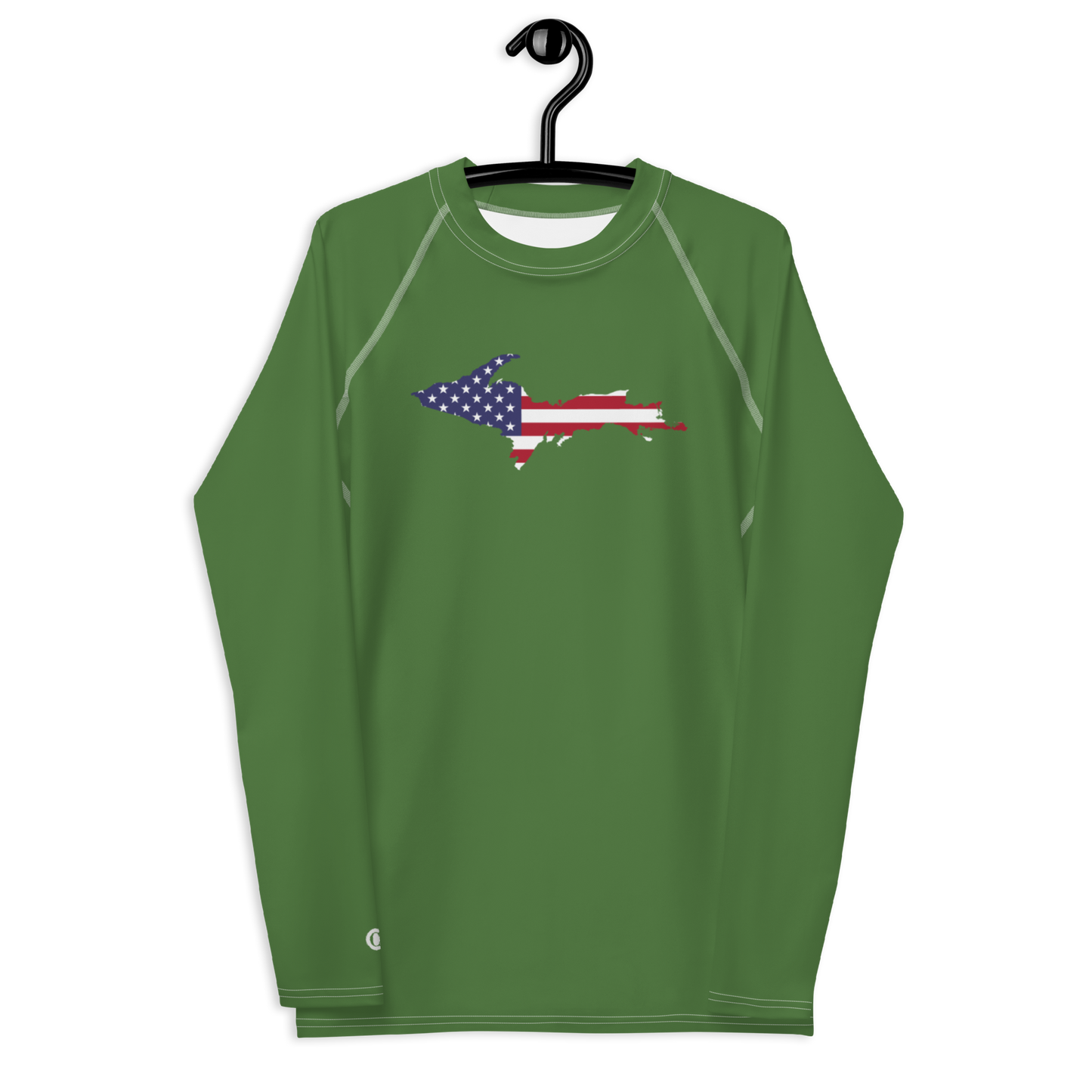 Michigan Upper Peninsula Rash Guard (w/ UP USA Flag) | Men's - Pine Green