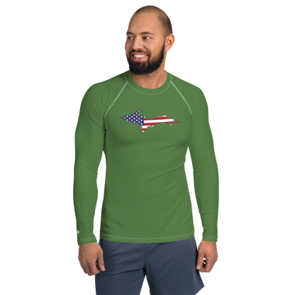 Michigan Upper Peninsula Rash Guard (w/ UP USA Flag) | Men's - Pine Green