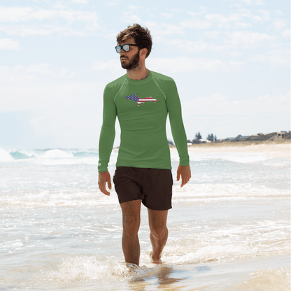 Michigan Upper Peninsula Rash Guard (w/ UP USA Flag) | Men's - Pine Green