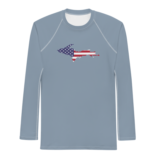 Michigan Upper Peninsula Rash Guard (w/ UP USA Flag) | Men's - B-24 Grey