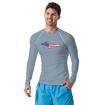 Michigan Upper Peninsula Rash Guard (w/ UP USA Flag) | Men's - B-24 Grey