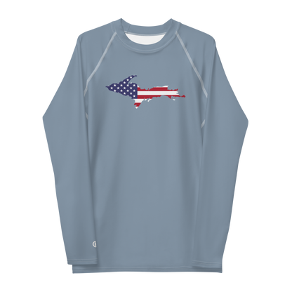 Michigan Upper Peninsula Rash Guard (w/ UP USA Flag) | Men's - B-24 Grey