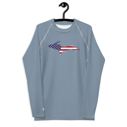 Michigan Upper Peninsula Rash Guard (w/ UP USA Flag) | Men's - B-24 Grey